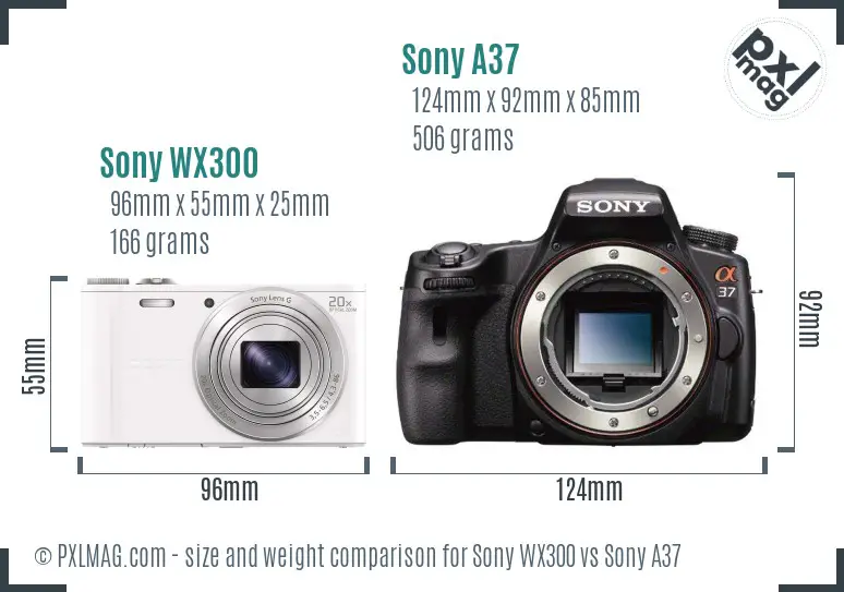 Sony WX300 vs Sony A37 size comparison