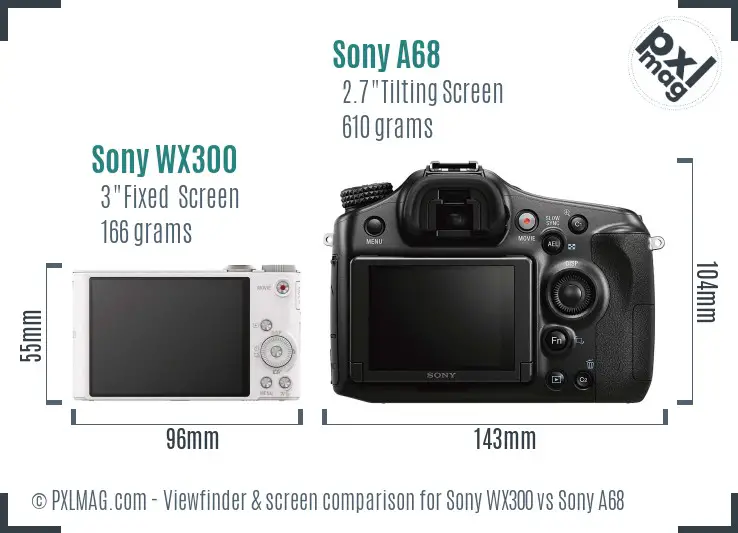 Sony WX300 vs Sony A68 Screen and Viewfinder comparison