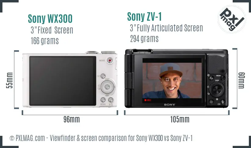 Sony WX300 vs Sony ZV-1 Screen and Viewfinder comparison