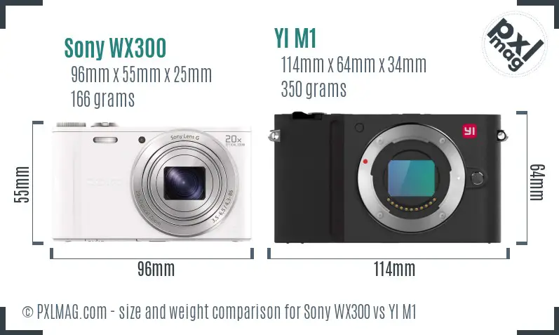 Sony WX300 vs YI M1 size comparison