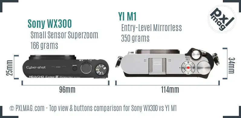 Sony WX300 vs YI M1 top view buttons comparison
