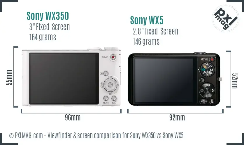 Sony WX350 vs Sony WX5 Screen and Viewfinder comparison