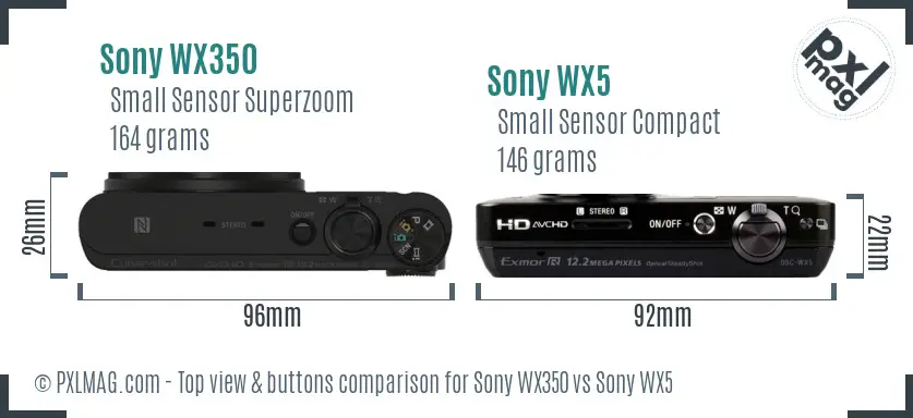 Sony WX350 vs Sony WX5 top view buttons comparison