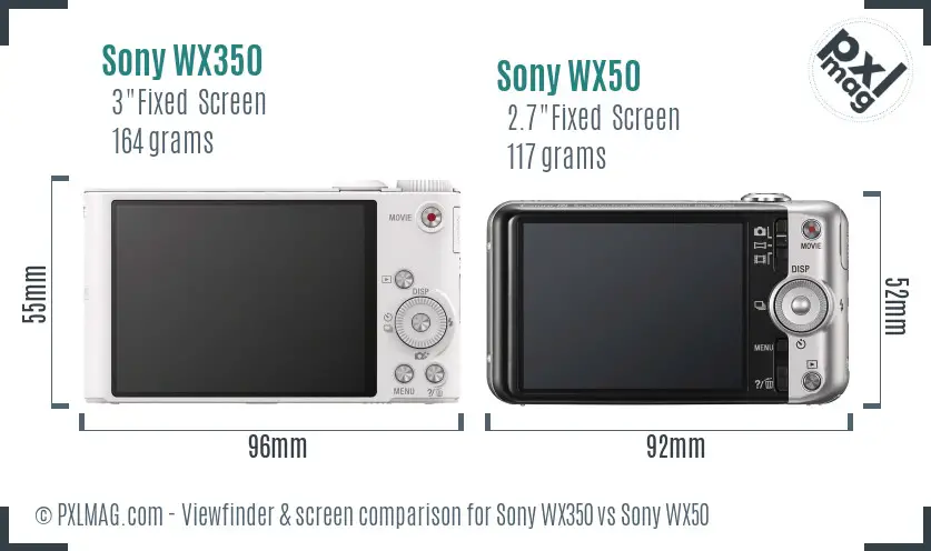 Sony WX350 vs Sony WX50 Screen and Viewfinder comparison