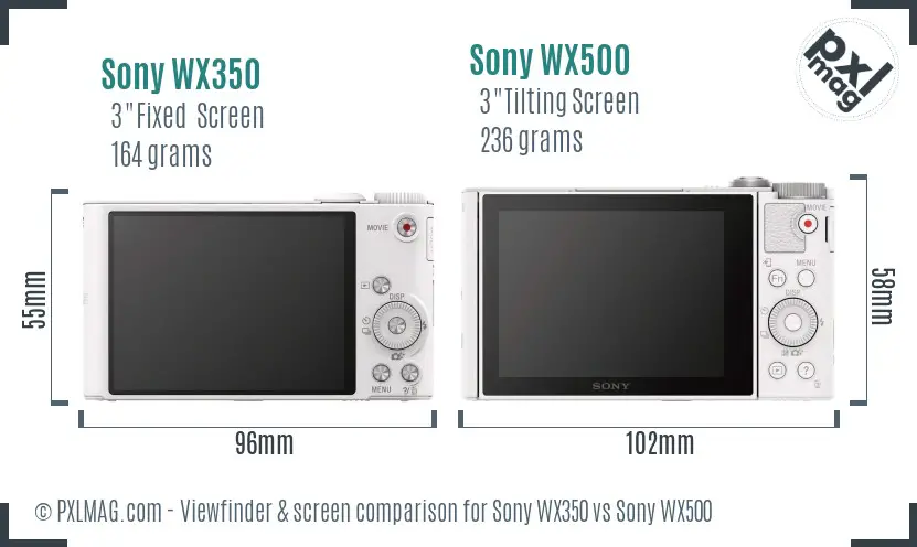Sony WX350 vs Sony WX500 Screen and Viewfinder comparison