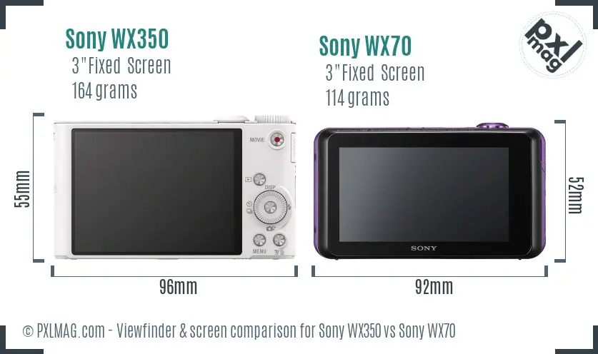 Sony WX350 vs Sony WX70 Screen and Viewfinder comparison
