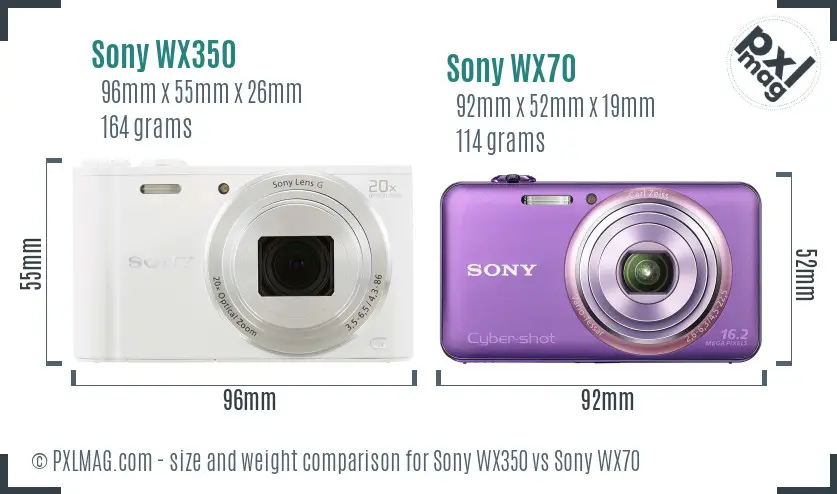 Sony WX350 vs Sony WX70 size comparison