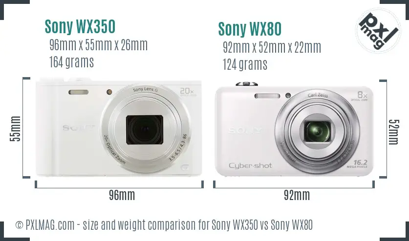 Sony WX350 vs Sony WX80 size comparison