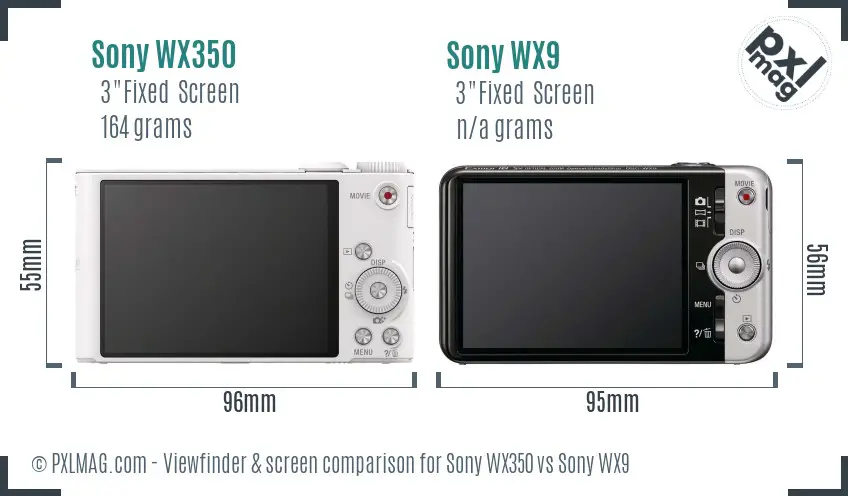 Sony WX350 vs Sony WX9 Screen and Viewfinder comparison