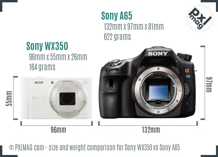 Sony WX350 vs Sony A65 size comparison