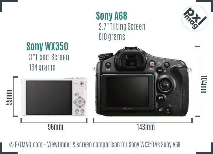 Sony WX350 vs Sony A68 Screen and Viewfinder comparison