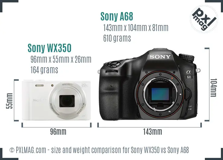 Sony WX350 vs Sony A68 size comparison