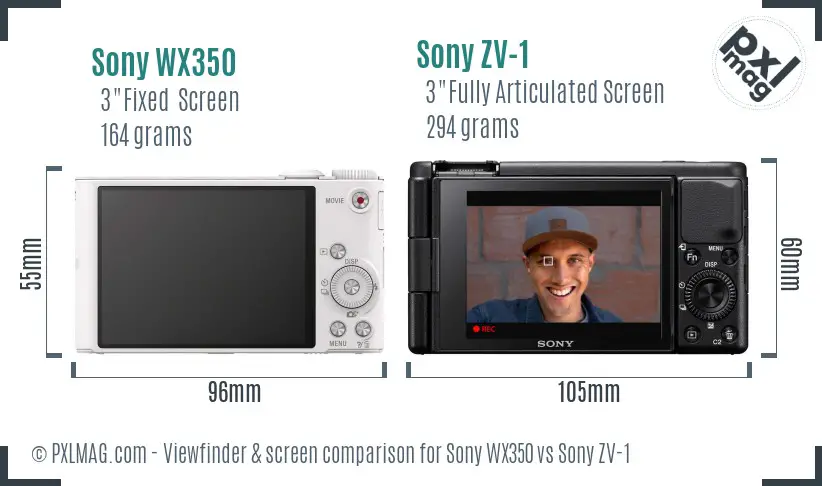 Sony WX350 vs Sony ZV-1 Screen and Viewfinder comparison