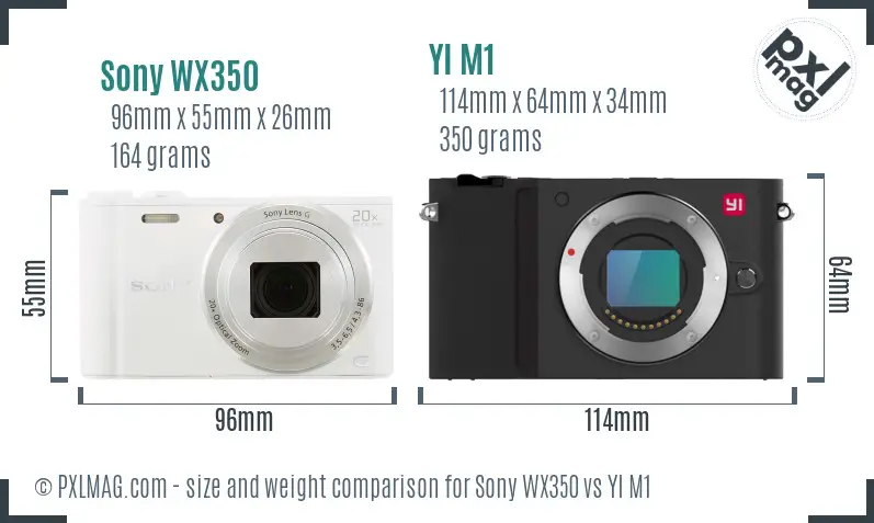 Sony WX350 vs YI M1 size comparison