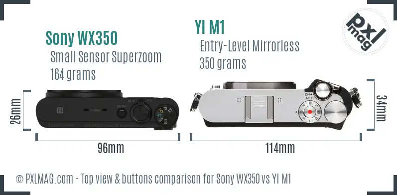 Sony WX350 vs YI M1 top view buttons comparison