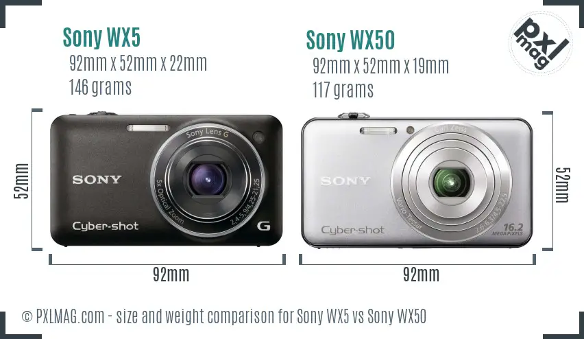 Sony WX5 vs Sony WX50 size comparison