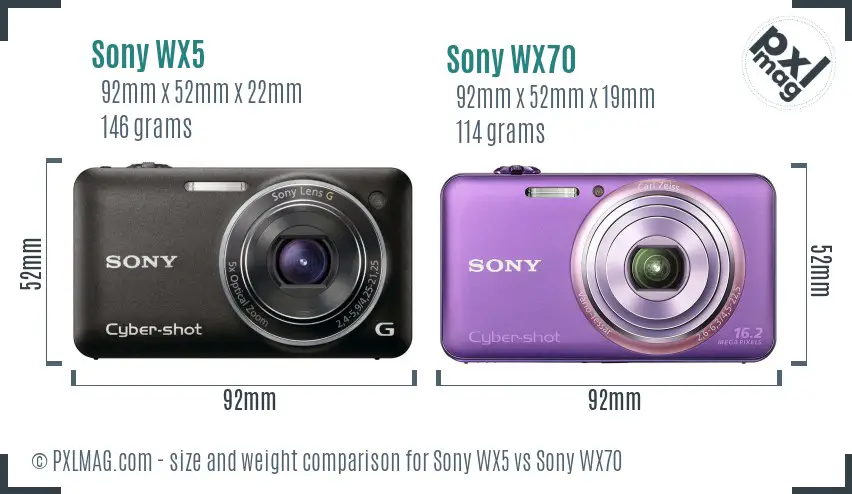 Sony WX5 vs Sony WX70 size comparison