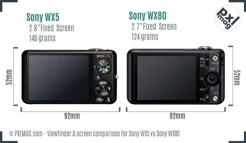Sony WX5 vs Sony WX80 Screen and Viewfinder comparison