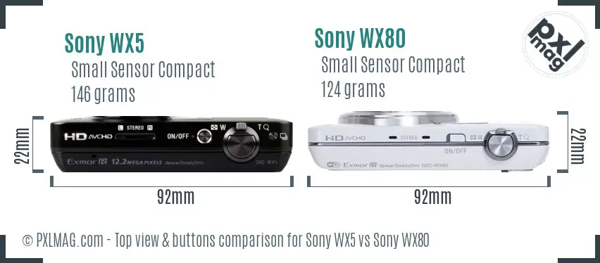 Sony WX5 vs Sony WX80 top view buttons comparison