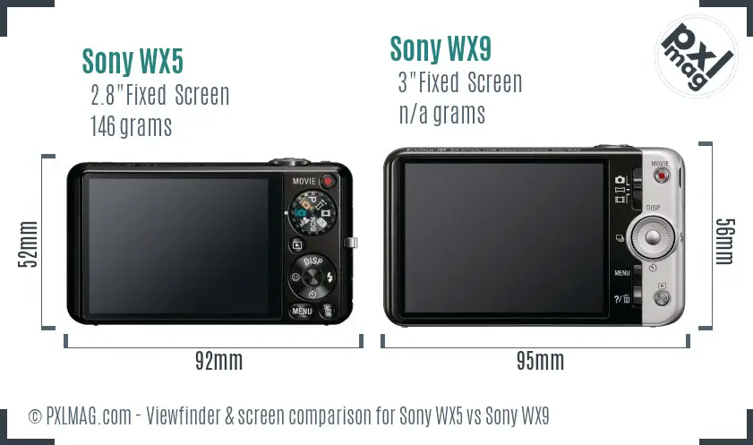 Sony WX5 vs Sony WX9 Screen and Viewfinder comparison