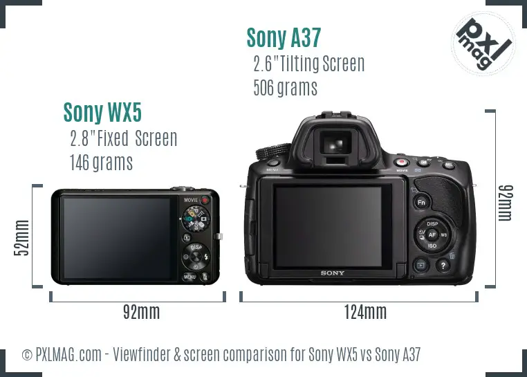 Sony WX5 vs Sony A37 Screen and Viewfinder comparison