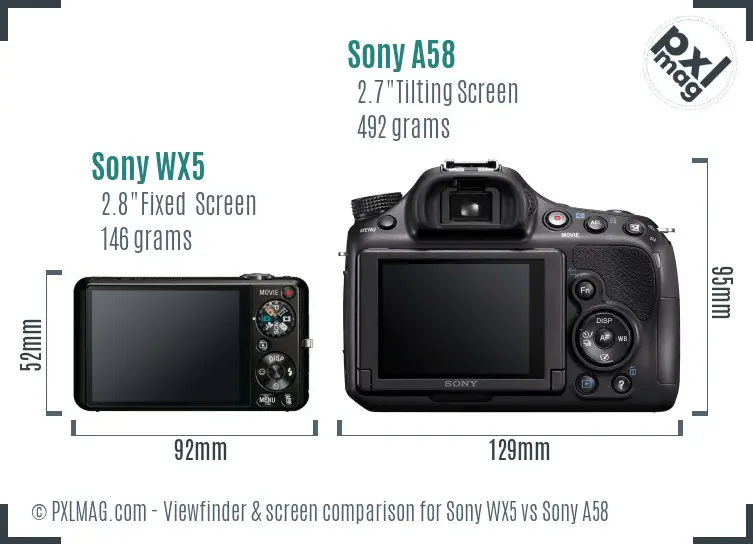 Sony WX5 vs Sony A58 Screen and Viewfinder comparison