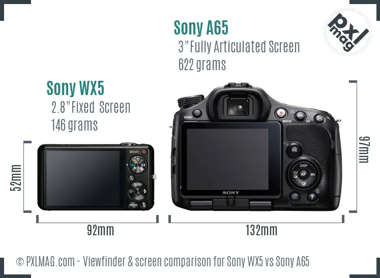 Sony WX5 vs Sony A65 Screen and Viewfinder comparison