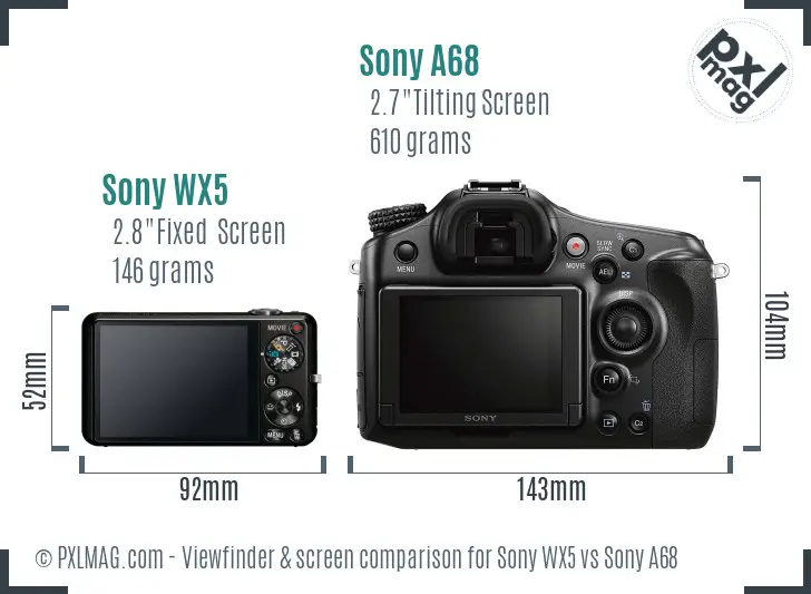 Sony WX5 vs Sony A68 Screen and Viewfinder comparison