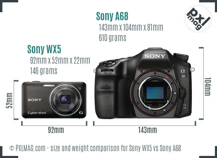 Sony WX5 vs Sony A68 size comparison