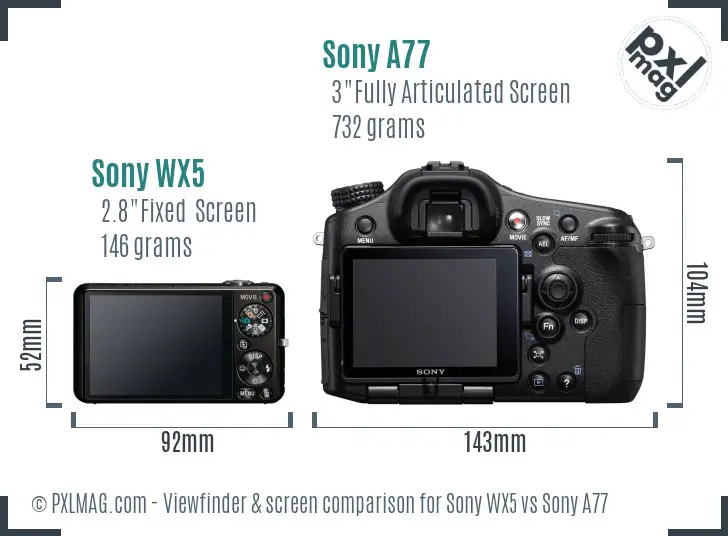 Sony WX5 vs Sony A77 Screen and Viewfinder comparison