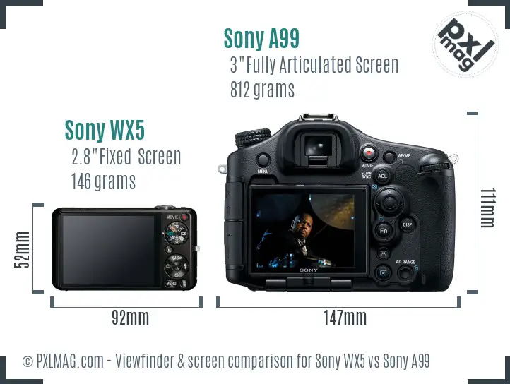 Sony WX5 vs Sony A99 Screen and Viewfinder comparison
