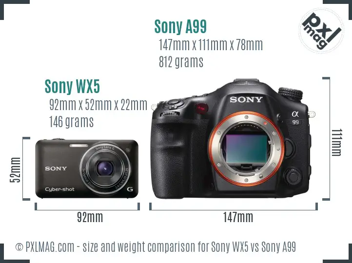 Sony WX5 vs Sony A99 size comparison