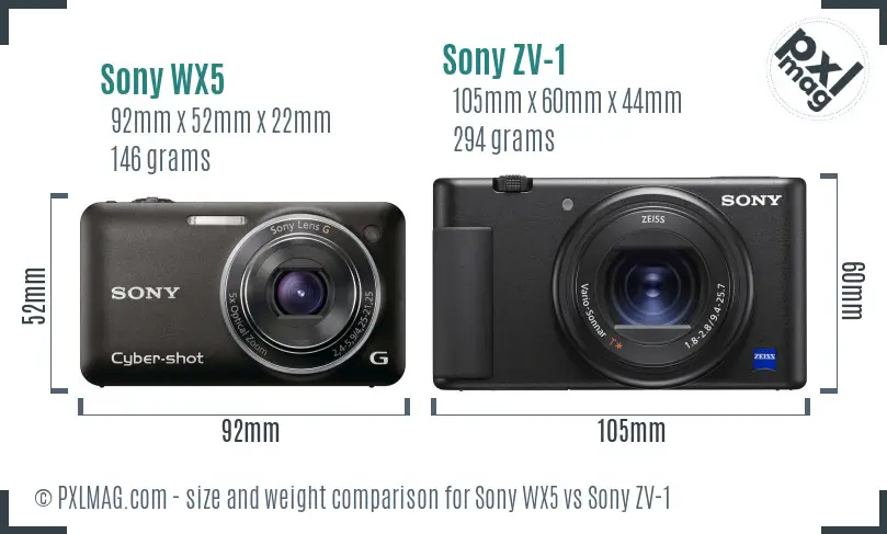Sony WX5 vs Sony ZV-1 size comparison