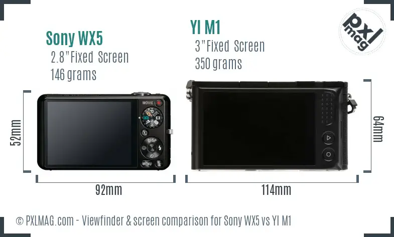 Sony WX5 vs YI M1 Screen and Viewfinder comparison