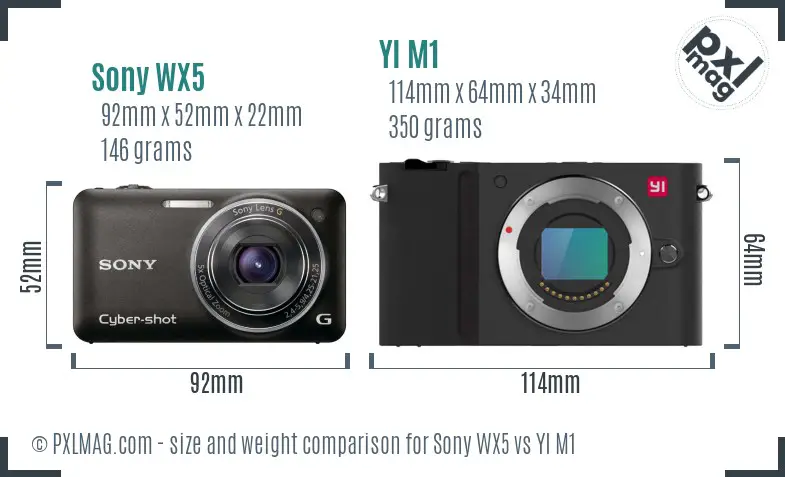 Sony WX5 vs YI M1 size comparison