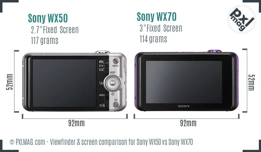 Sony WX50 vs Sony WX70 Screen and Viewfinder comparison