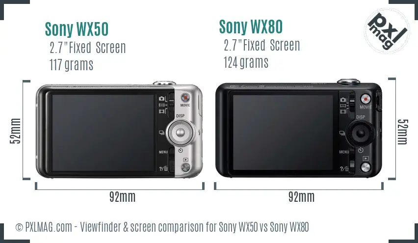 Sony WX50 vs Sony WX80 Screen and Viewfinder comparison