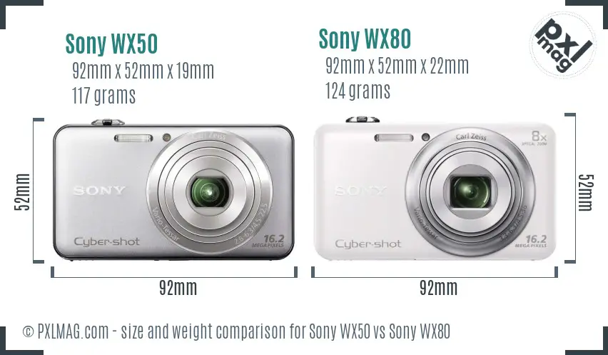 Sony WX50 vs Sony WX80 size comparison