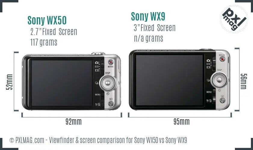 Sony WX50 vs Sony WX9 Screen and Viewfinder comparison