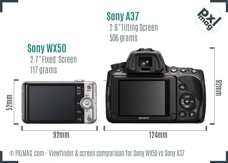 Sony WX50 vs Sony A37 Screen and Viewfinder comparison