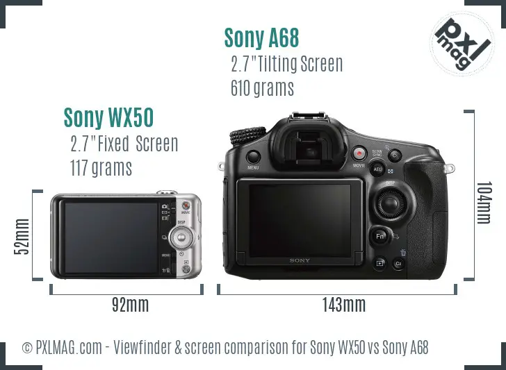 Sony WX50 vs Sony A68 Screen and Viewfinder comparison