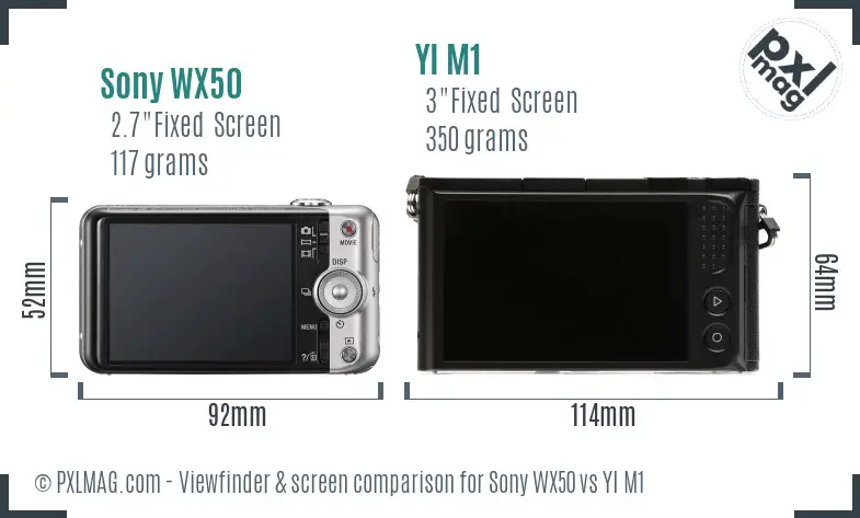 Sony WX50 vs YI M1 Screen and Viewfinder comparison