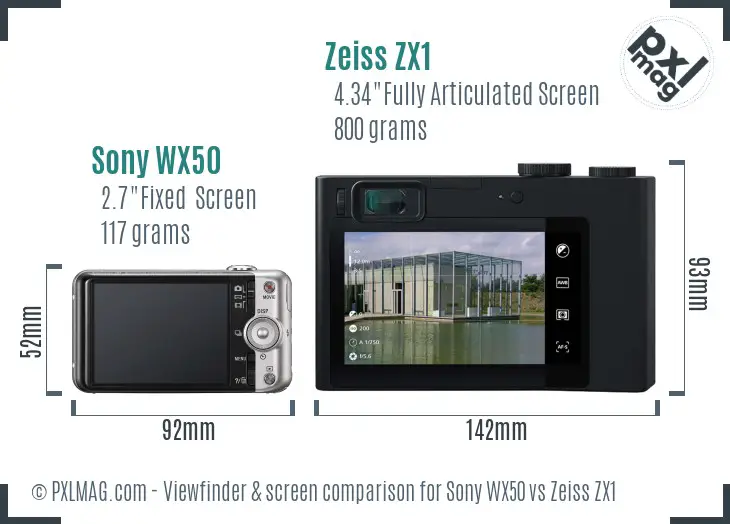Sony WX50 vs Zeiss ZX1 Screen and Viewfinder comparison
