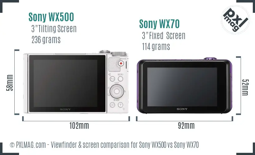 Sony WX500 vs Sony WX70 Screen and Viewfinder comparison