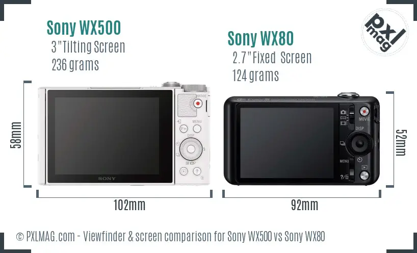 Sony WX500 vs Sony WX80 Screen and Viewfinder comparison