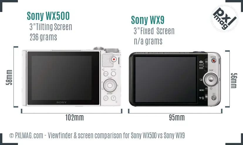Sony WX500 vs Sony WX9 Screen and Viewfinder comparison