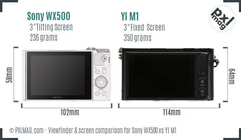 Sony WX500 vs YI M1 Screen and Viewfinder comparison