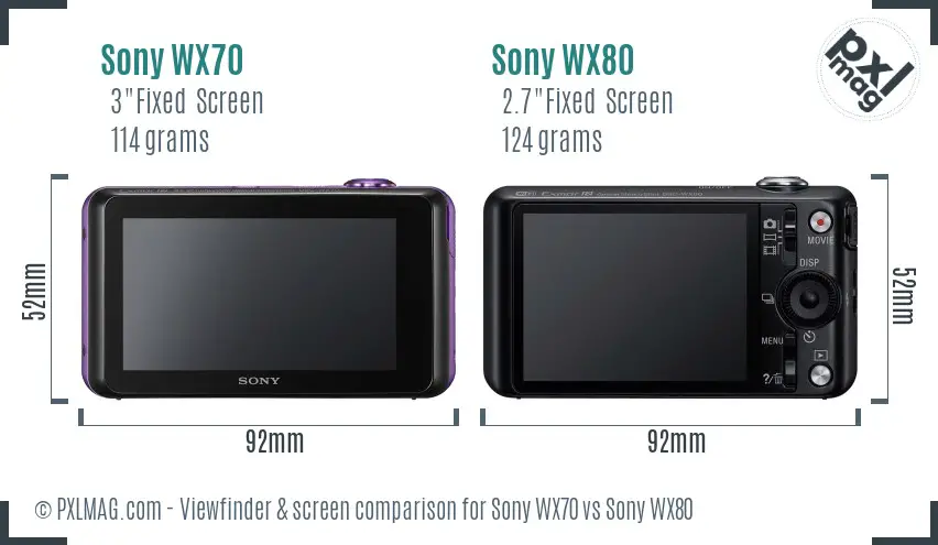 Sony WX70 vs Sony WX80 Screen and Viewfinder comparison