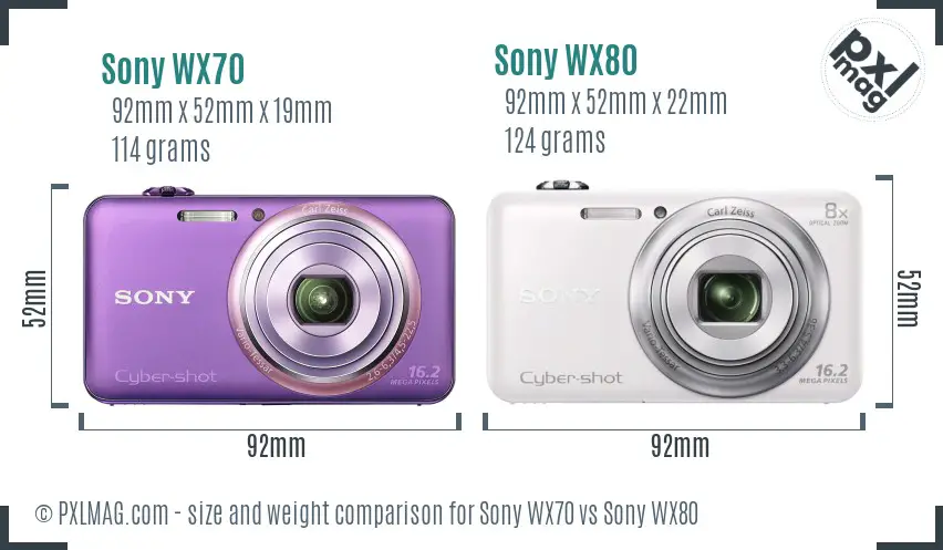 Sony WX70 vs Sony WX80 size comparison