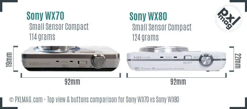Sony WX70 vs Sony WX80 top view buttons comparison